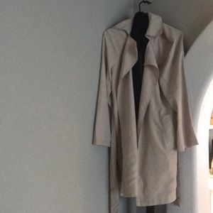 Nude suede trench coat